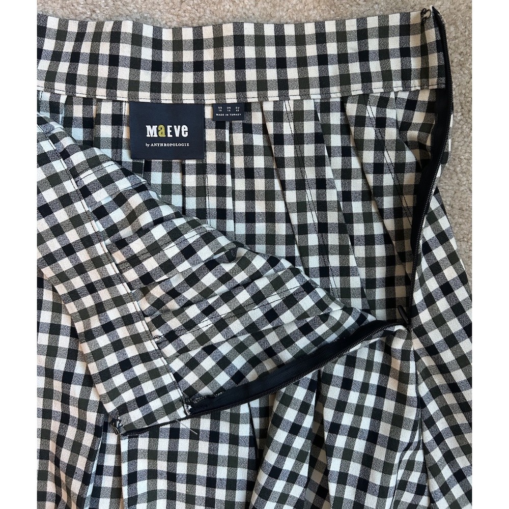 Maeve Anthropologie Gingham Check Pleated Mini Skirt 10 Academia Preppy Y2K - Picture 4 of 7
